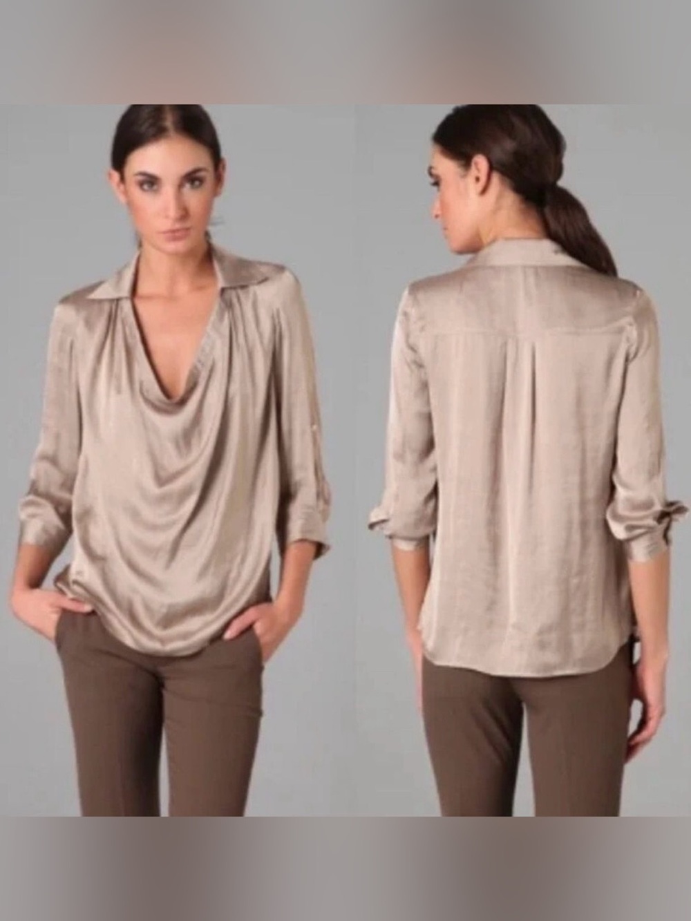 Vince cowl neck blouse gold satin